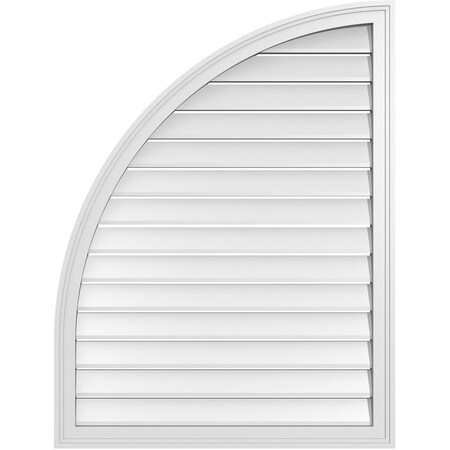 Ekena Millwork Quarter Round Top Left Surface Mount PVC Gable Vent w/ 2"W x 1-1/2"P Brickmould Frame, 32"W x 42"H GVPQL32X4202SF